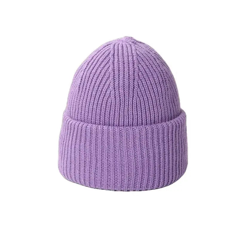 Fluffy Winter Angora Knitted Beanie - Purple / One Size