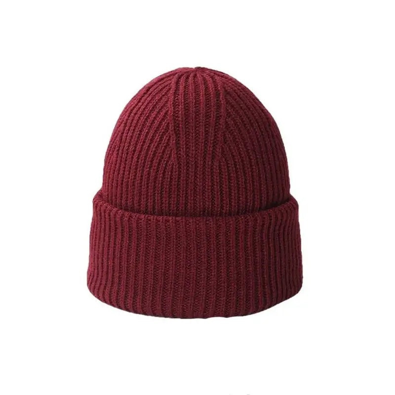 Fluffy Winter Angora Knitted Beanie - Red wine / One Size