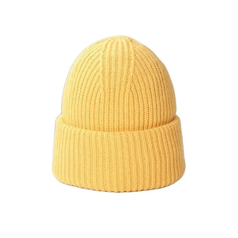Fluffy Winter Angora Knitted Beanie - Yellow / One Size