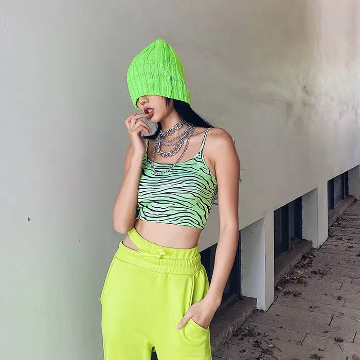 Fluorescent Green Drawstring Sweatpants