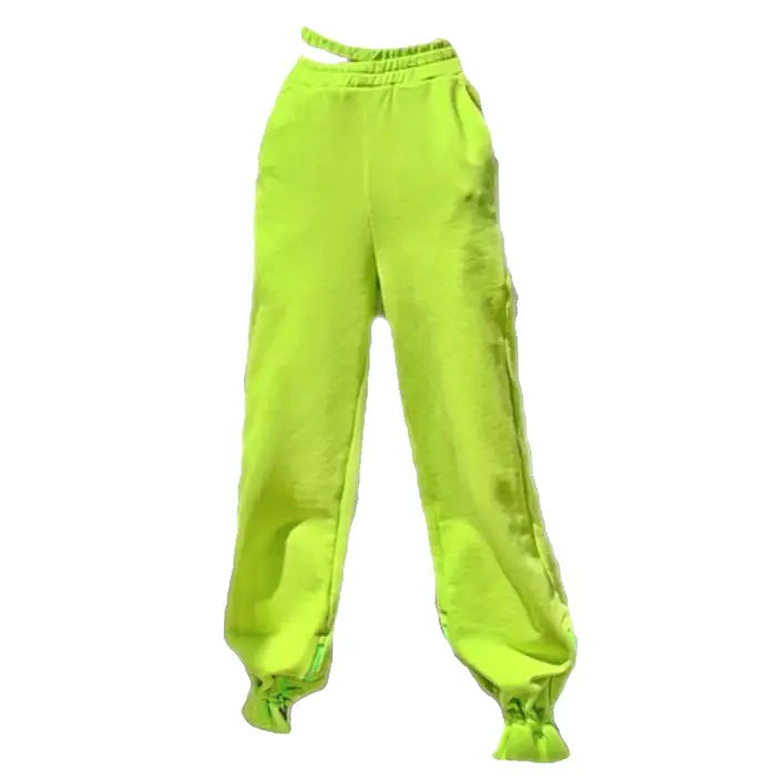 Fluorescent Green Drawstring Sweatpants