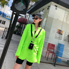 Fluorescent Green Oversized Two-Button Blazer