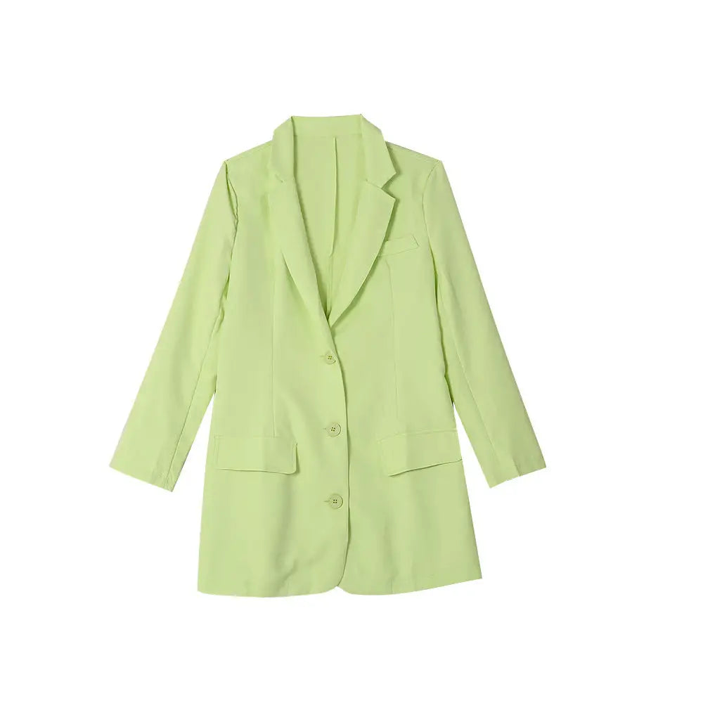 Fluorescent Light Green Three-Button Blazer