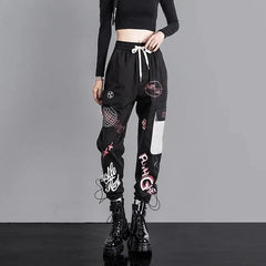 Fly Higher Graffiti Cargo Pants Trousers - Black / S