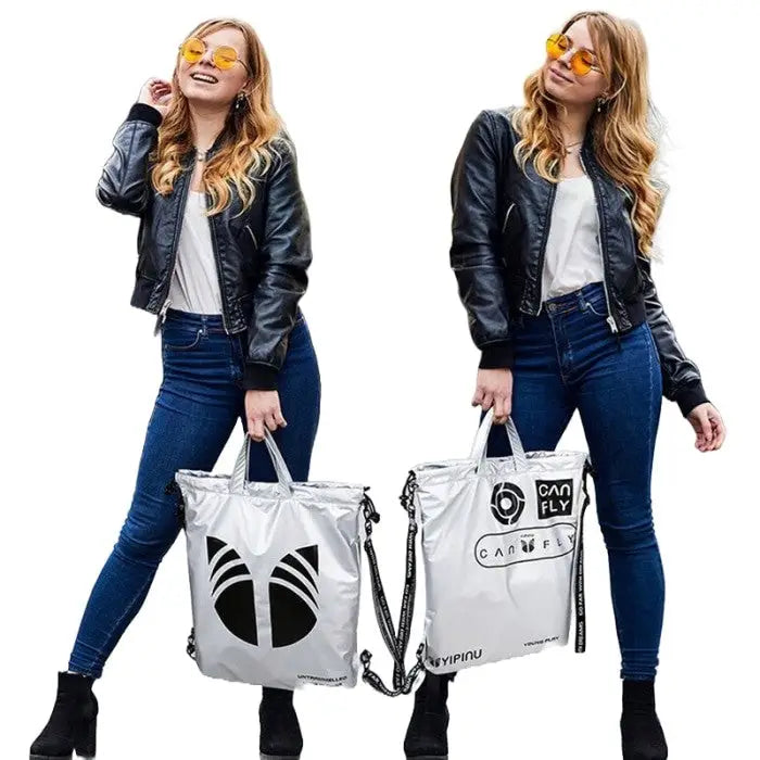 Fly PU Leather Drawstring Hand Bag with Adjustable Straps