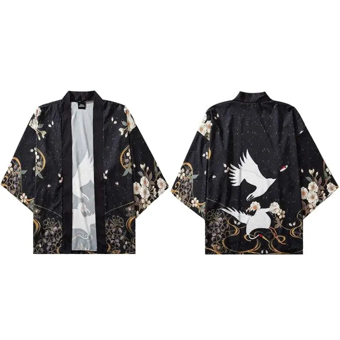 Flying Cranes 3/4 Sleeve Kimono