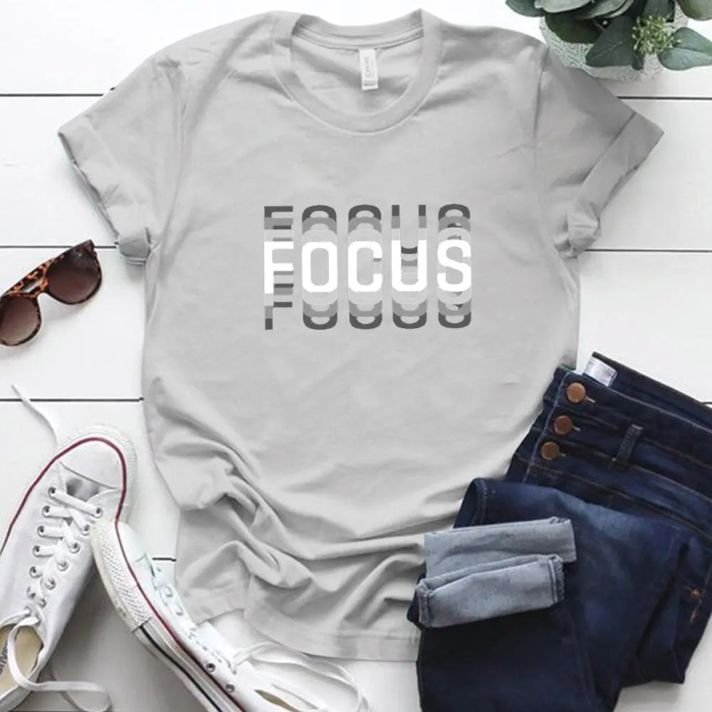Focus Optical Illusion Aesthetic T-Shirt - Grey / 4XL