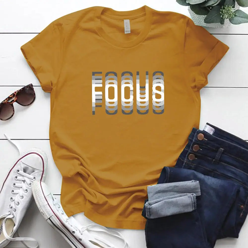 Focus Optical Illusion Aesthetic T-Shirt - Yellow / 4XL