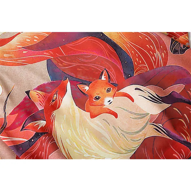 Fox Japanese Style 3/4 Sleeve Kimono for Men and Women