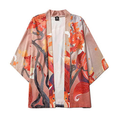 Fox Japanese Style 3/4 Sleeve Kimono for Men and Women