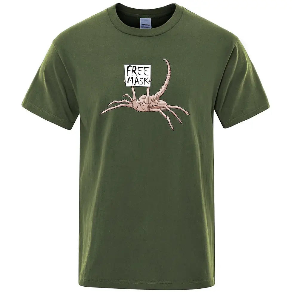 Free Mask Alien Short Sleeve T Shirt Dark Green / S