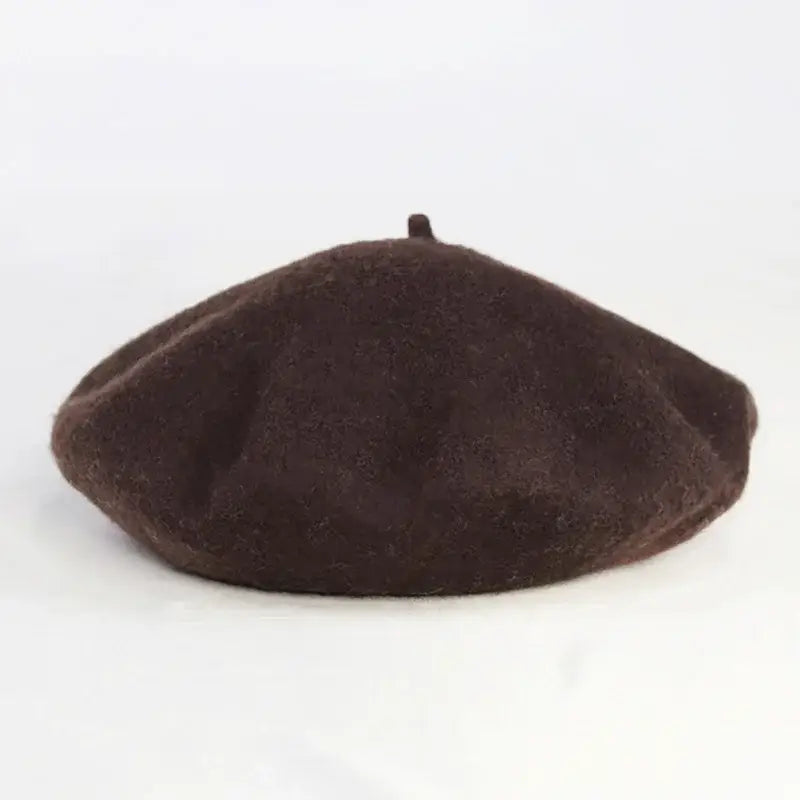 French Painter Wool Beret Bonnet Warm Hat Dark Brown