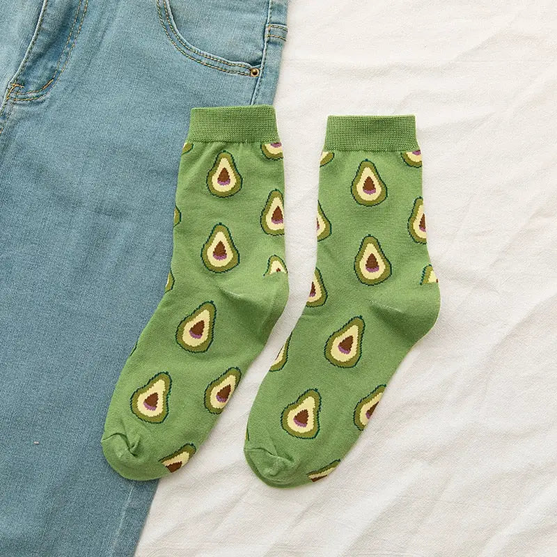 Fresh Fruits Mid-Leg Socks - Green / 35-39
