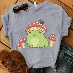 Frog with Mushroom Hat and Snail T-Shirt - Grey / S