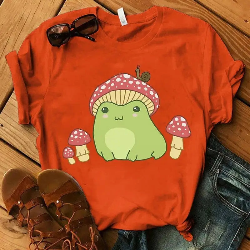 Frog with Mushroom Hat and Snail T-Shirt - Orange / S