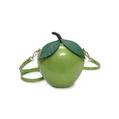 Fruit Apple PU Leather Purse Bag - Green / One Size