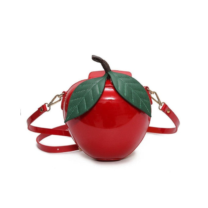 Fruit Apple PU Leather Purse Bag - Red / One Size
