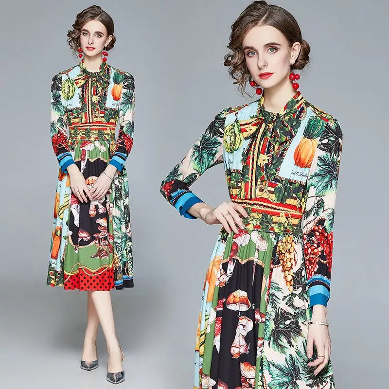 Fruit Vegetable Long Sleeve Dress