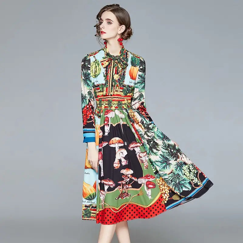 Fruit Vegetable Long Sleeve Dress