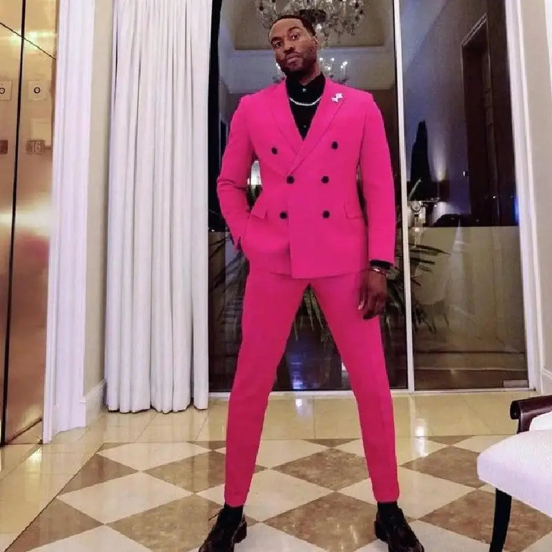 Fuchsia Tuxedos Slim Fit Two Piece Suit