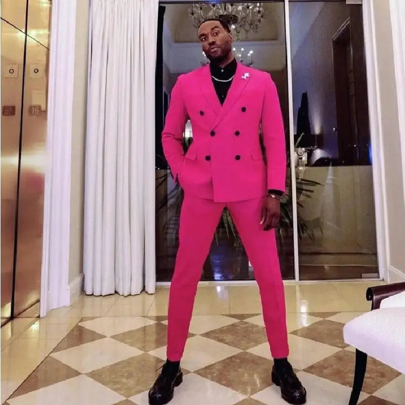 Fuchsia Tuxedos Slim Fit Two Piece Suit