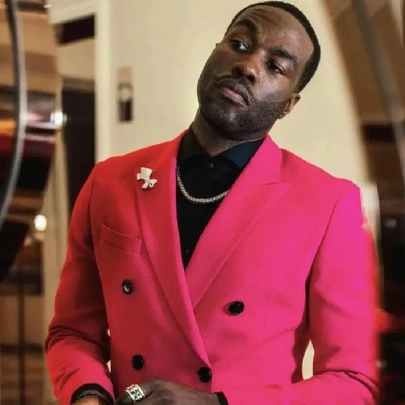 Fuchsia Tuxedos Slim Fit Two Piece Suit Pink / XS