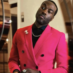 Fuchsia Tuxedos Slim Fit Two Piece Suit Pink / XS