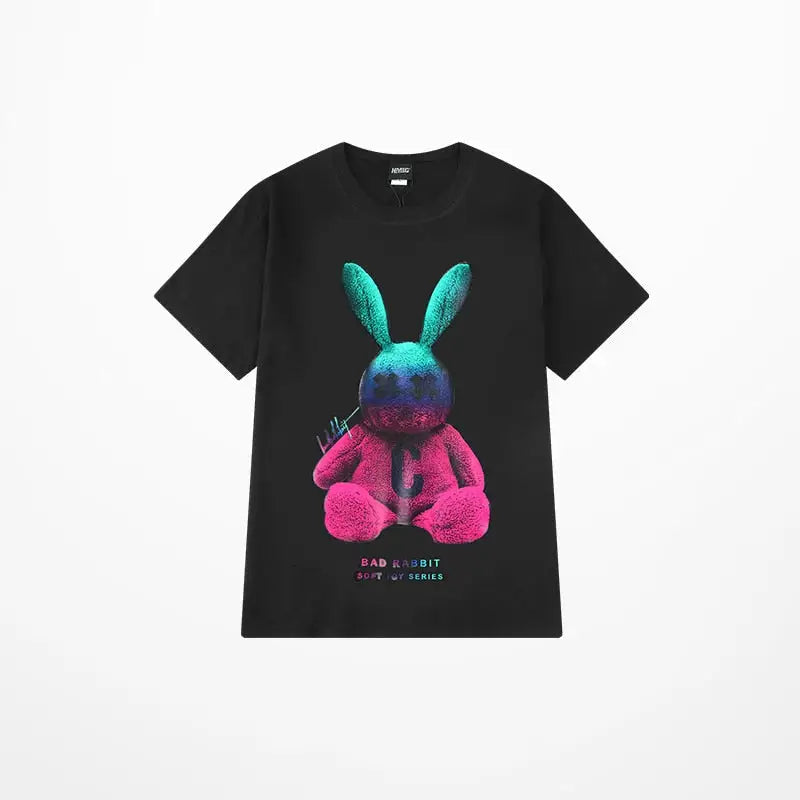 Funny Bad Rabbit Cartoon Loose T-Shirt