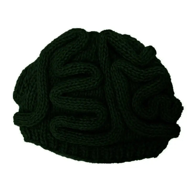 Funny Brain Knitted Hat - Black-Black / Children