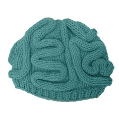 Funny Brain Knitted Hat - Bluish-Green / Children