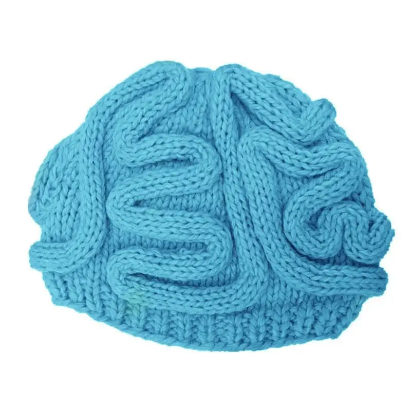 Funny Brain Knitted Hat - Cyan / Children