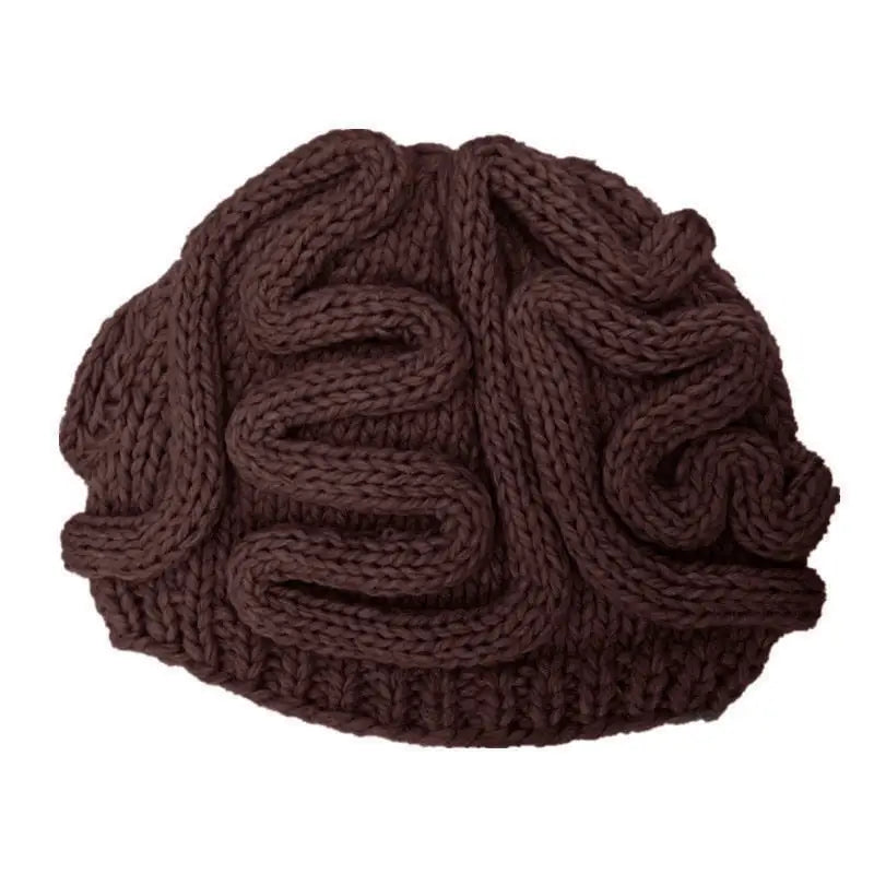Funny Brain Knitted Hat - Dark-Brown / Children
