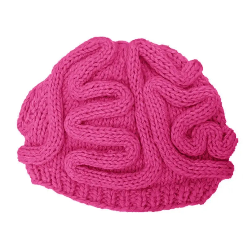 Funny Brain Knitted Hat - Fuchsia / Children