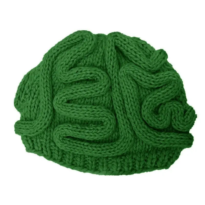 Funny Brain Knitted Hat - Green / Children