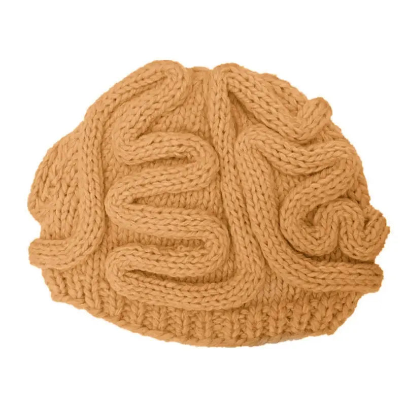 Funny Brain Knitted Hat - Light-Beige / Children