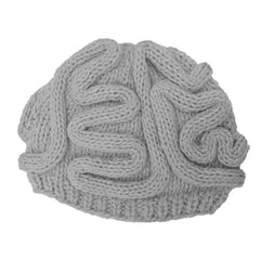Funny Brain Knitted Hat - Light Gray / Children