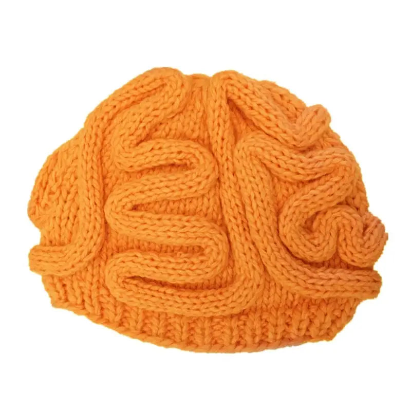 Funny Brain Knitted Hat - Orange / Children