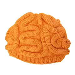 Funny Brain Knitted Hat - Orange / Children
