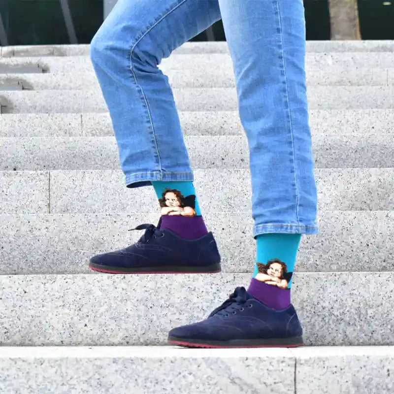 Funny Cotton Oil Painting Mid Tube Socks Euro Size