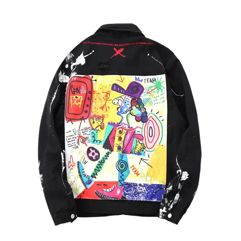 Funny Illustration Denim Jacket - black / M - Jackets