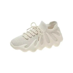 Futuristic Platform Breathable Sporty Sneakers - Beige / 35