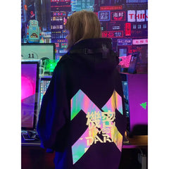 Futuristic Streetwear Laser Reflection Hoodie