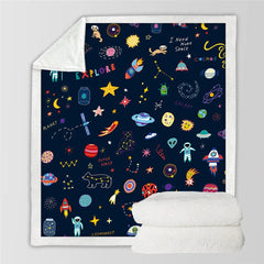 Galaxy and Planet space Blanket - Blue / 75cmx100cm