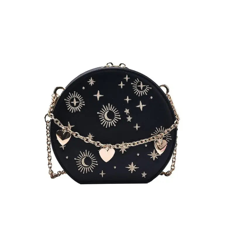 Galaxy Messenger Bag Chain Zipper - Black / One Size