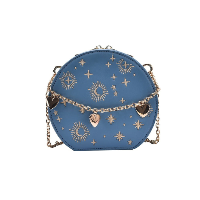 Galaxy Messenger Bag Chain Zipper - Blue / One Size -