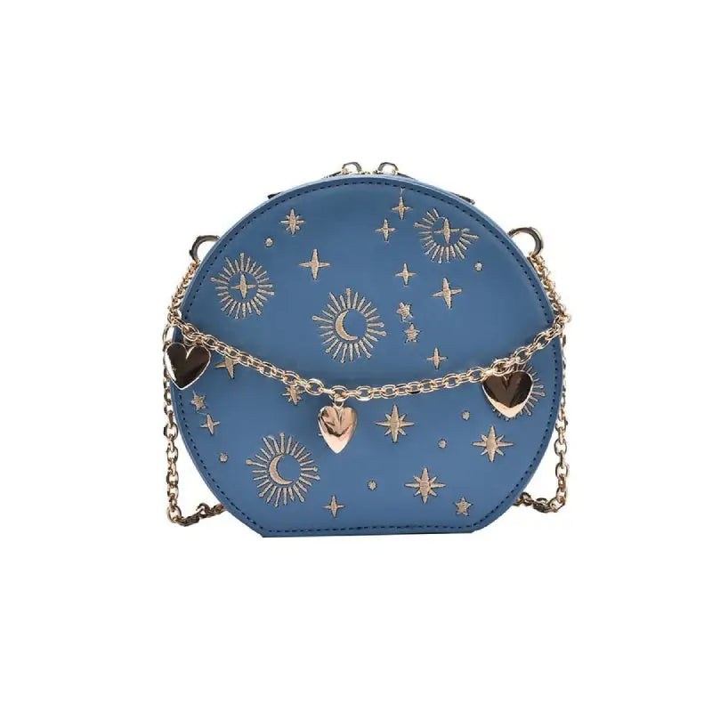 Galaxy Messenger Bag Chain Zipper - Blue / One Size