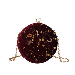 Galaxy Moon Suede Messenger Shoulder Bag Wine / One Size
