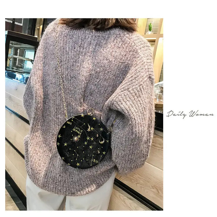 Galaxy Moon Suede Zipper Bag - Accesories