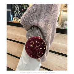 Galaxy Moon Suede Zipper Bag