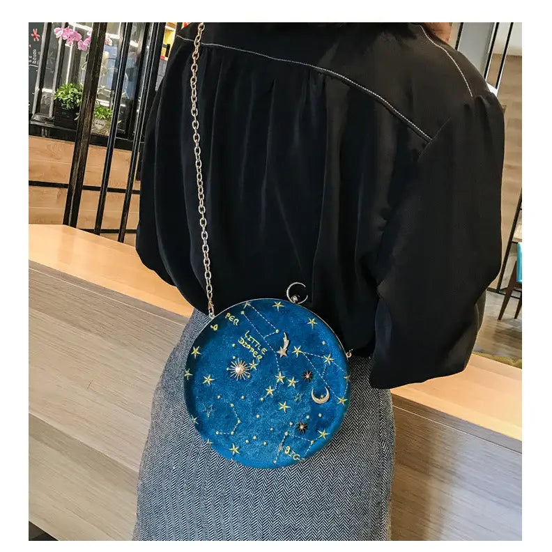 Galaxy Moon Suede Zipper Bag - Accesories